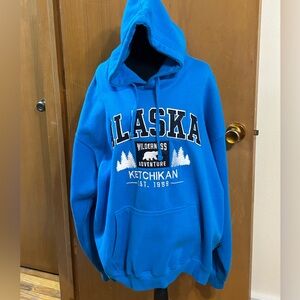 Ketchikan Alaska Blue Embroidered Hooded Pullover Sweatshirt Size 2 XL Valani